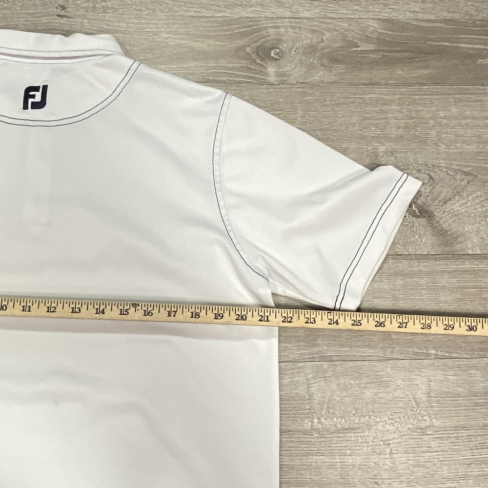 FootJoy Polo Shirt Mens Medium White Athletic Fit Golf Performance‎ Stretch - Picture 9 of 11